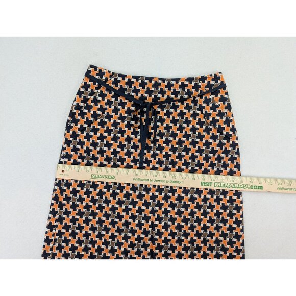 Talbots Women's A-Line Pencil Skirt Size 2 Orange Print Pockets - Picture 8 of 11